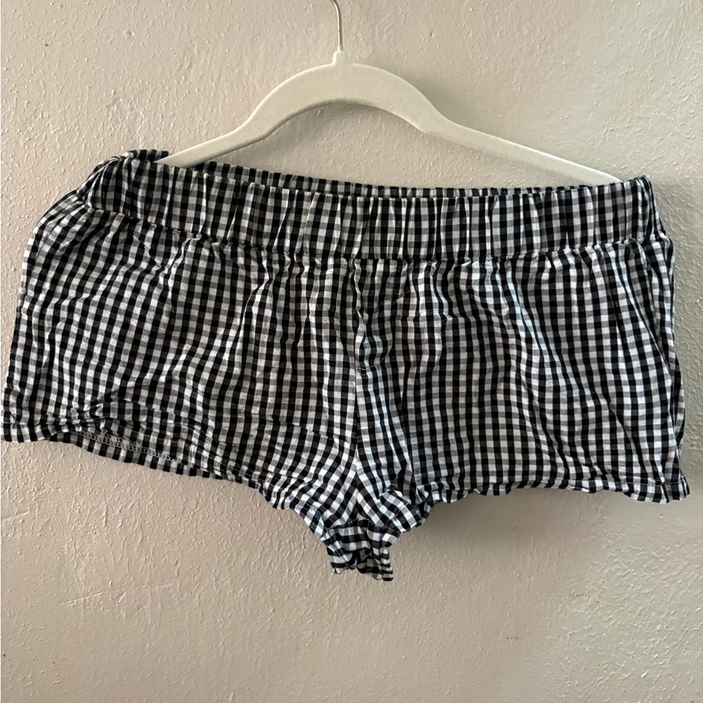 Black & White Gingham Shorts - Women's Shorts